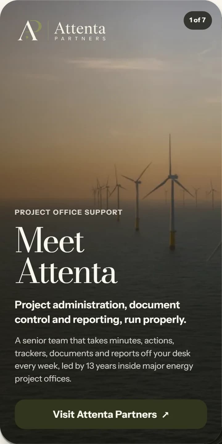 The Attenta Partners introduction card in Company Share Deck